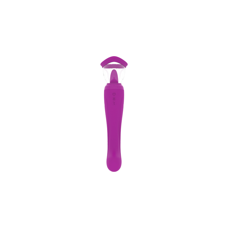 Lamiendo vibrador con chupando la bomba-purpre